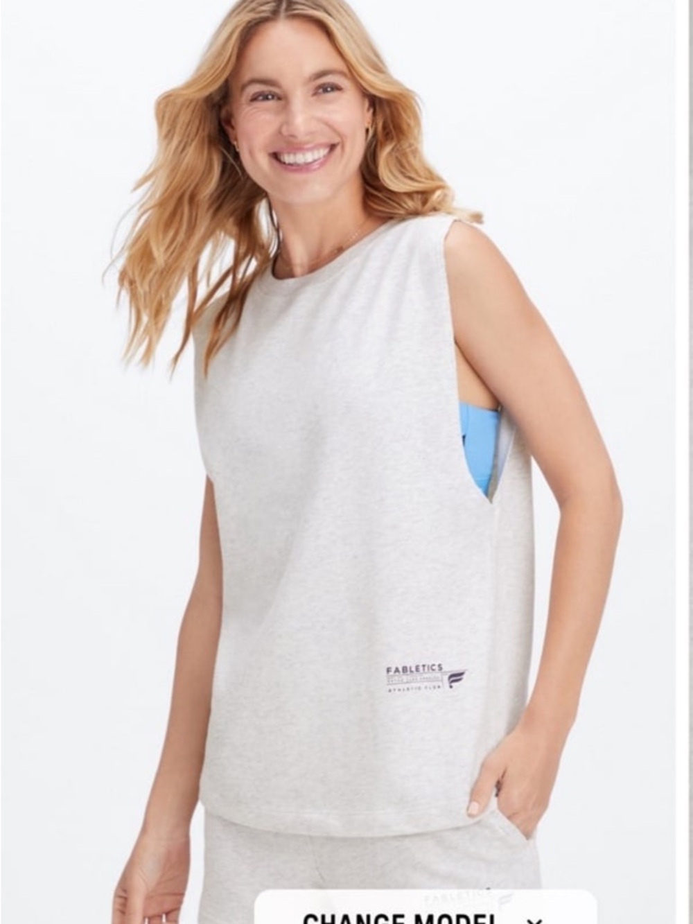 Fabletics Terry Tank - Soft Grey Heather Womens Size MEDIUM
